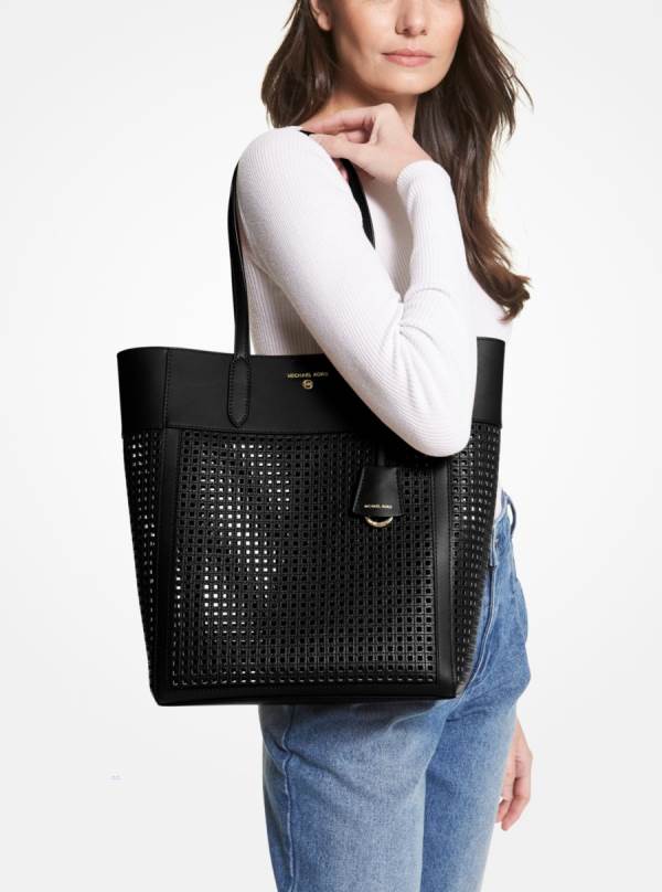Damske Prenosná Taška Michael Kors Sinclair Large Perforated Leather Čierne - Kabelky Michael Kors Sleva | EVTWX-9478